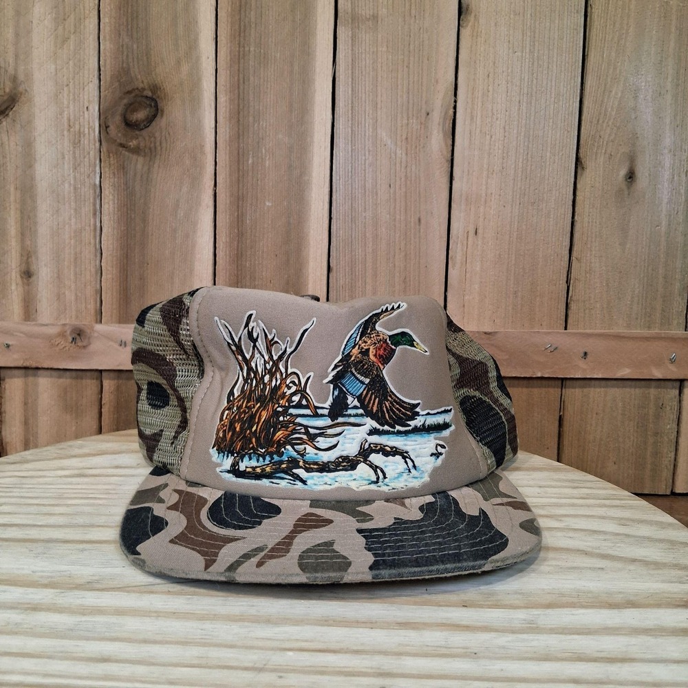 Vintage Sportcap Hat Cap Snap Back Duck Camo Patch Trucker Mens One Size Hunting
